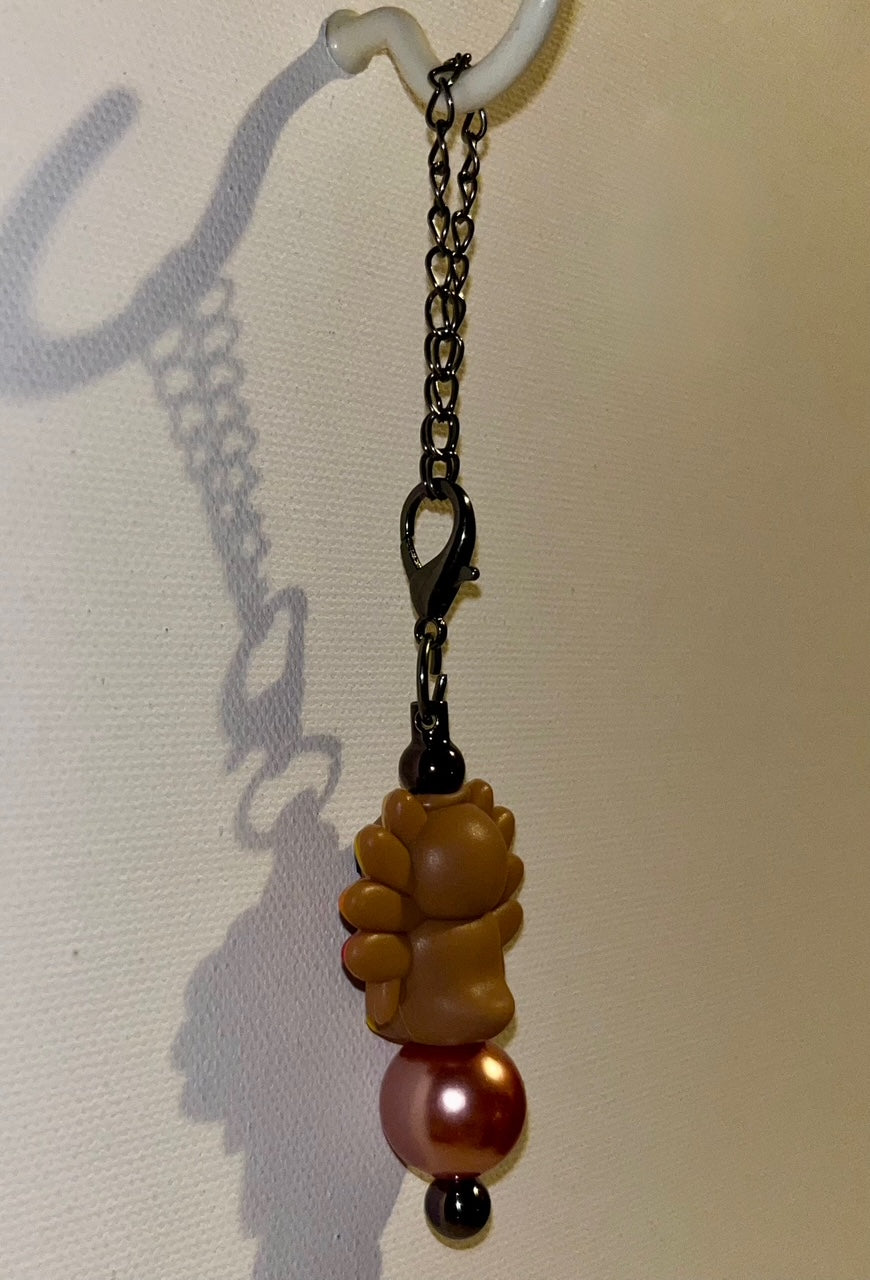 Brown Turkey Harvest Cup Charm with Copper, Yellow, Orange & Red Accents