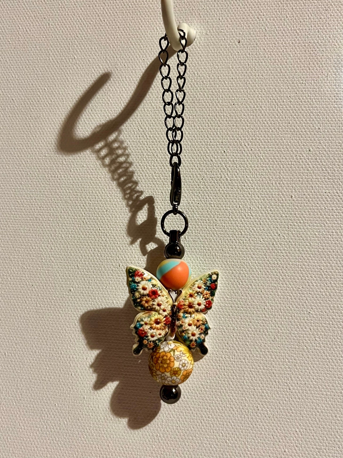 Elegant Spring Yellow Multicolored Floral Butterfly Cup Charm