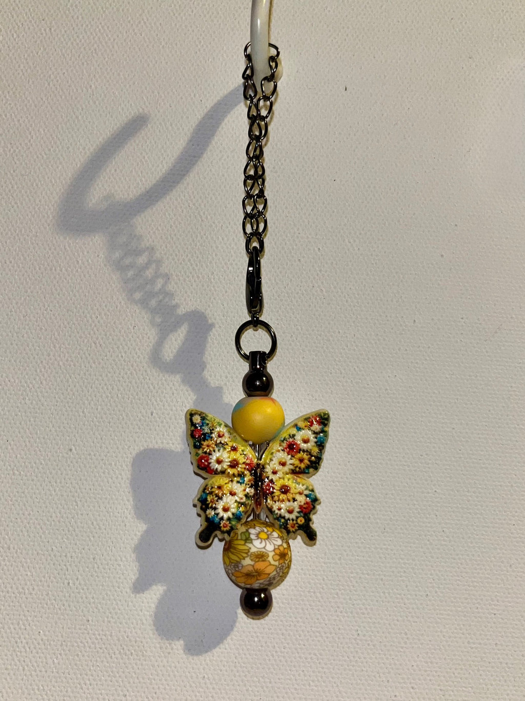Elegant Spring Yellow Multicolored Floral Butterfly Cup Charm