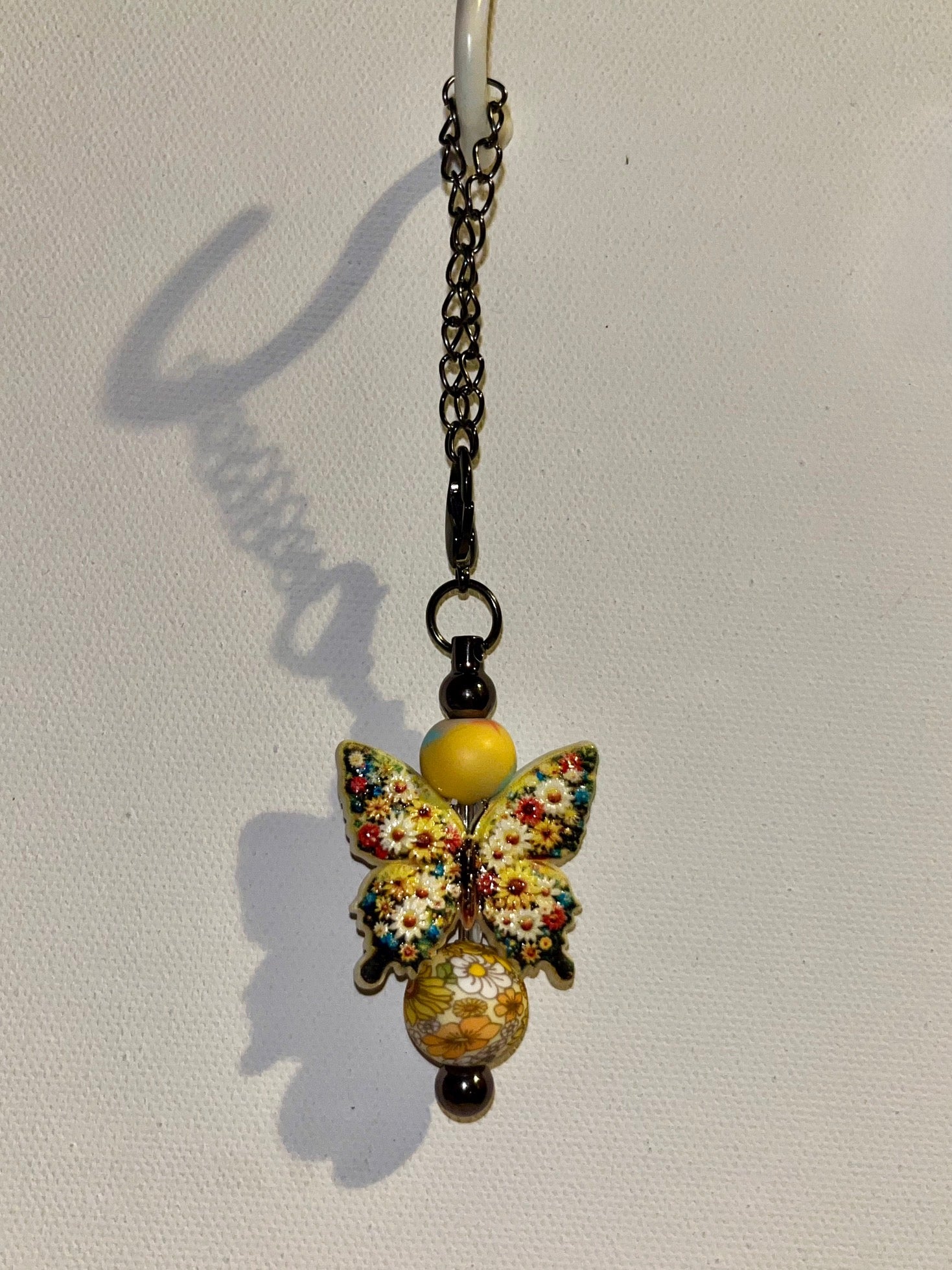 Elegant Spring Yellow Multicolored Floral Butterfly Cup Charm