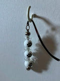 Paw Print Beaded Bookmark Charm - Cream, Black & Faceted, Iridescent Glass Beads
