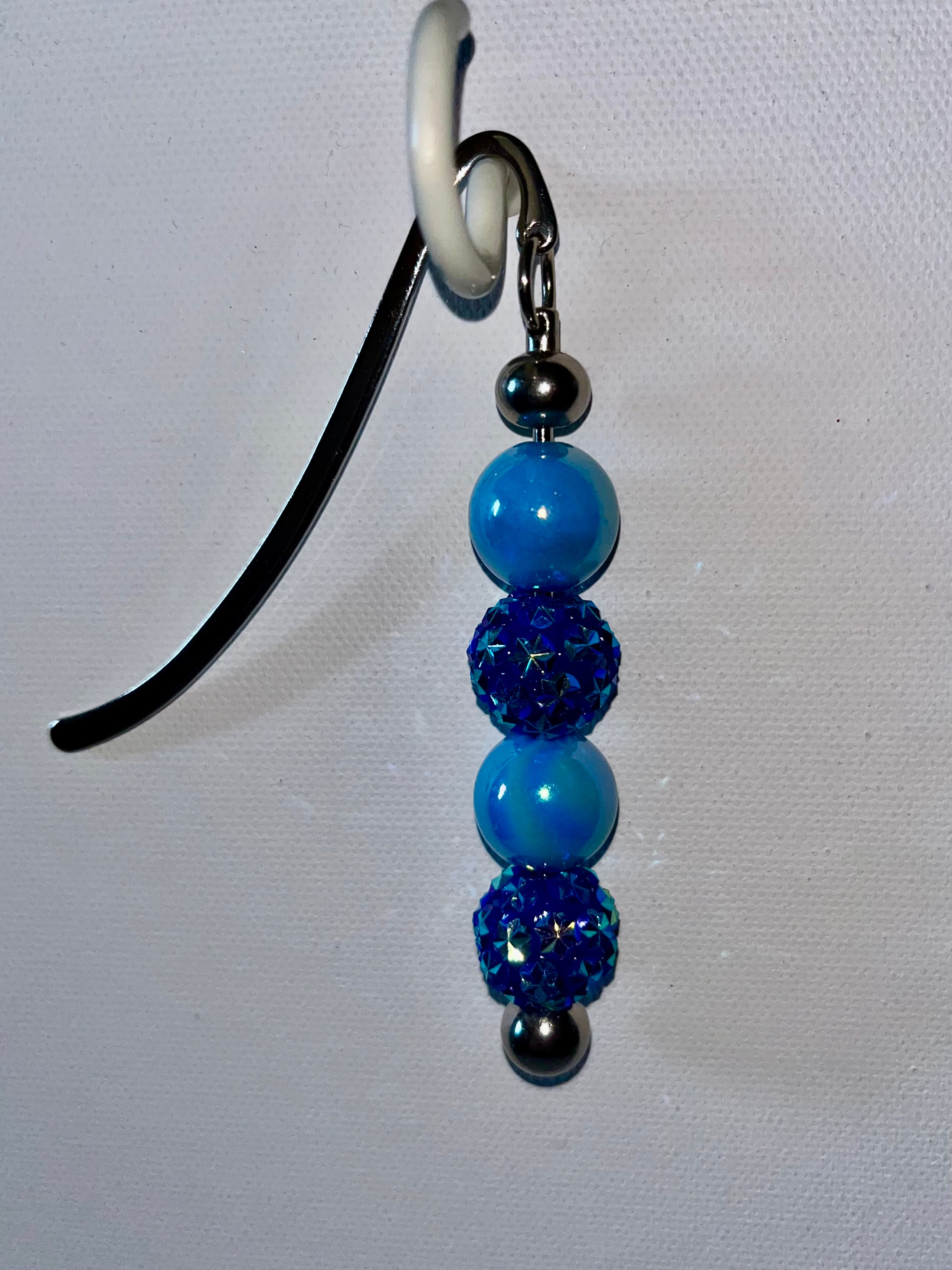 Iridescent Sky Blue Beaded Bookmark w/Iridescent Royal Blue Pavé Beads
