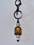 Sarcastic Sunshine Keychain Charm on Black Hardware w/Iridescent White Pavé