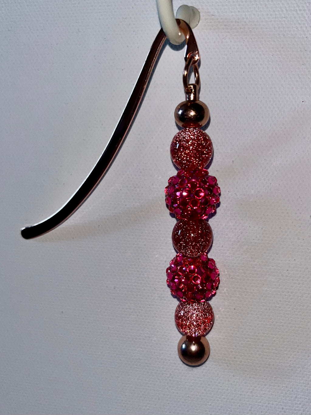 Rose Gold Hardware Bookmark w/Sparkly Fuchsia Pavé & Glittery Pink Galaxy Beads