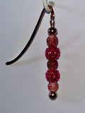Rose Gold Hardware Bookmark w/Sparkly Fuchsia Pavé & Glittery Pink Galaxy Beads