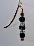 Rose Gold Bookmark w/Sparkly Black Pave beads; Black, Clear & Rhinestone Accents