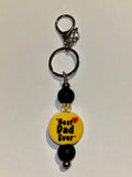 ‘Best Dad Ever’ Yellow Charm w/Red Heart & Yellow Faceted Accent Beaded Keychain