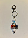 ‘I Tell Dad Jokes Periodically’ Keychain w/ Multicolor Charm & White & Blue Bead