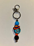 ‘World's Best Dad’ Globe w/Hat Charm Keychain in Blue, Orange & Black