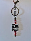Father’s Day Silver Keychain with Red Bead Accents & "I'm Your Papi!" Charm