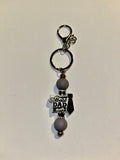 ‘Best Dad Ever’ w/Necktie Accent Keychain & Gray Silicone & Faceted Black Beads