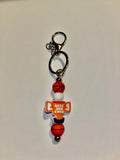 ‘Best Dad Ever’ Gold Cup & Basketballs Keychain w/White Accents