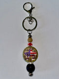Patriotic Star Bead Keychain - Black and Red