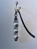 Beaded Bookmark w/Paw Print Charms Beaded Bookmark - White, Black and Crystal