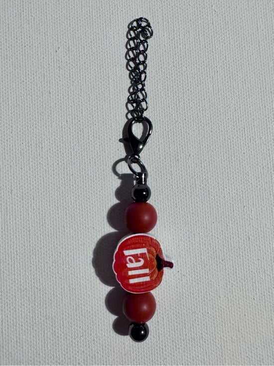 ‘Fall’ Pumpkin Cup Charm with Dark Red Beads