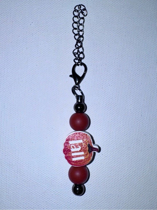 ‘Fall’ Pumpkin Cup Charm with Dark Red Beads