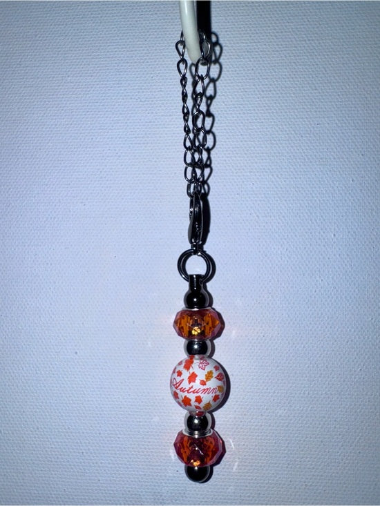 Orange & Silver Autumn Leaves Cup Charm