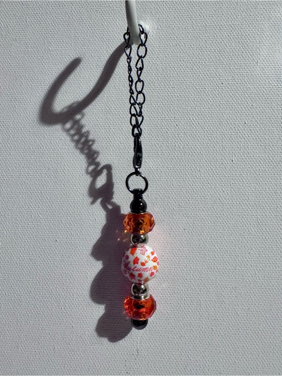 Orange & Silver Autumn Leaves Cup Charm