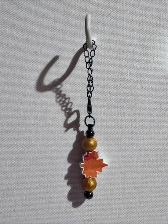 Autumn Maple Leaf Dangle Cup Charm in Orange and Gold