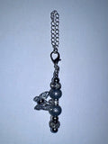 Silver-Tone Grey Beaded Butterfly Cup Charm