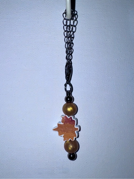 Autumn Maple Leaf Dangle Cup Charm in Orange and Gold