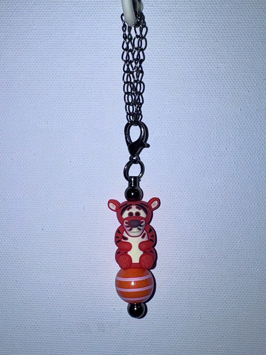 Tigger-Inspired Orange & Black Striped Cup Charm