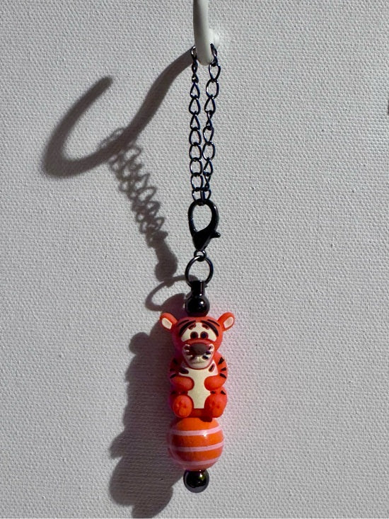 Tigger-Inspired Orange & Black Striped Cup Charm