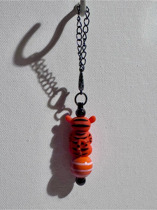 Tigger-Inspired Orange & Black Striped Cup Charm