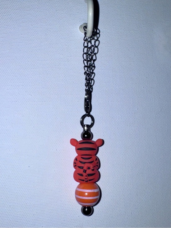 Tigger-Inspired Orange & Black Striped Cup Charm