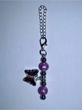 Iridescent Purple Bead & Sparkly Butterfly Charm Cup Charm