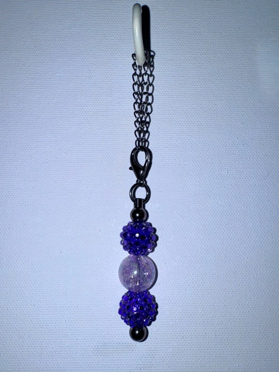 Silver-tone Cup Charm Iridescent Purple Pavé Bead & Cracked Lavender Focal Bead