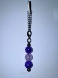 Silver-tone Cup Charm Iridescent Purple Pavé Bead & Cracked Lavender Focal Bead