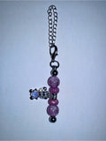 Purple Galaxy Beaded Cup Charm Feat. Teddy Bear w/Iridescent Stone