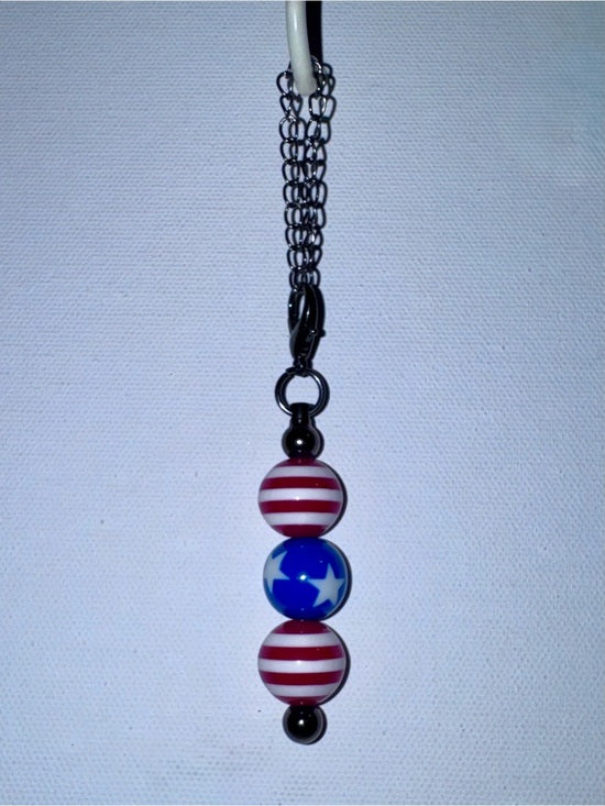 Patriotic Red, White & Blue Bead Cup Charm
