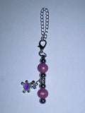 Silver-tone Iridescent Pink Bead Cup Charm with Iridescent Pink Rhinestone Accented Teddy Bear